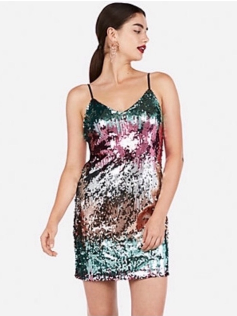 Express Sequin Ombre Slip Dress - Multicolor Women’s Size: Small (0-2,4)